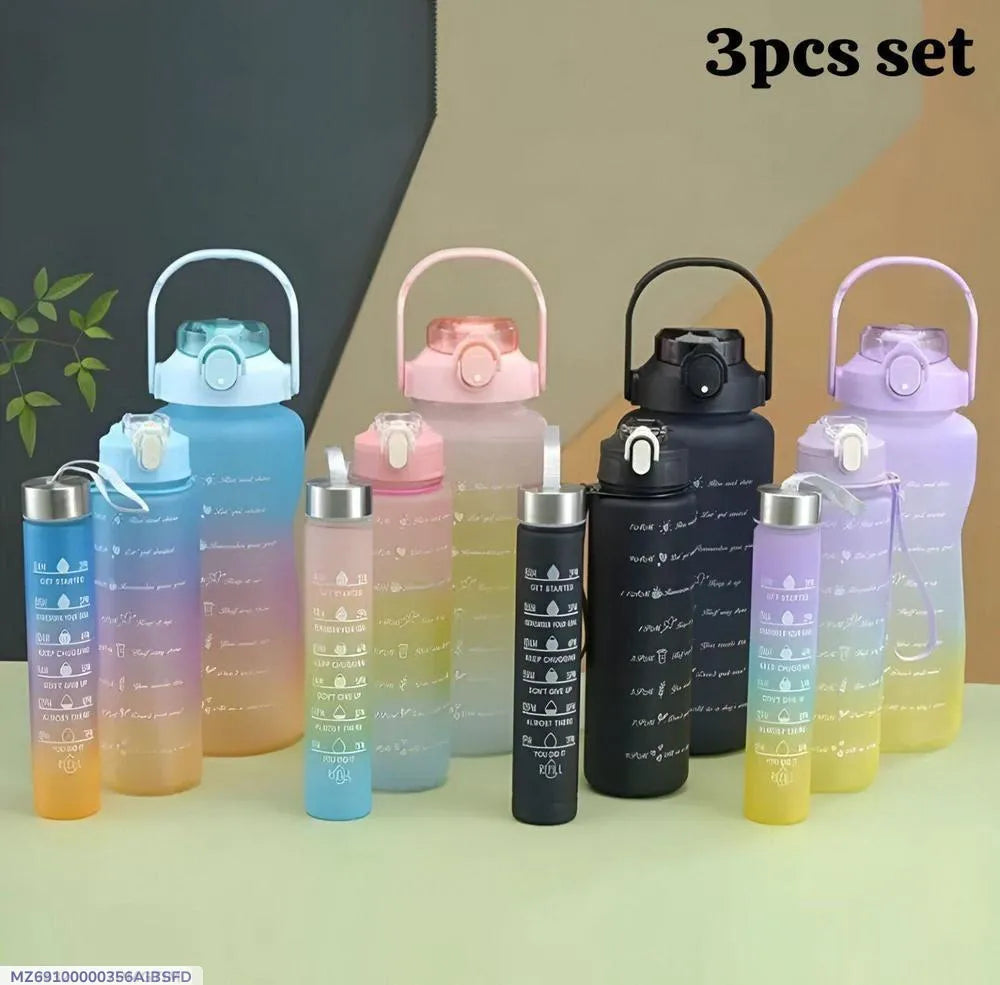 3-Piece Gradient Water Bottles Set for Gym Office Use